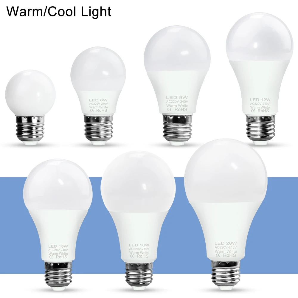 LED Bulb E27 Lamp 220V Lights E14 Spotlight 240V Lampada Leds Chandeliers 3W 6W 9W 12W 15W 18W 20W Bombillas For Home Ampoule