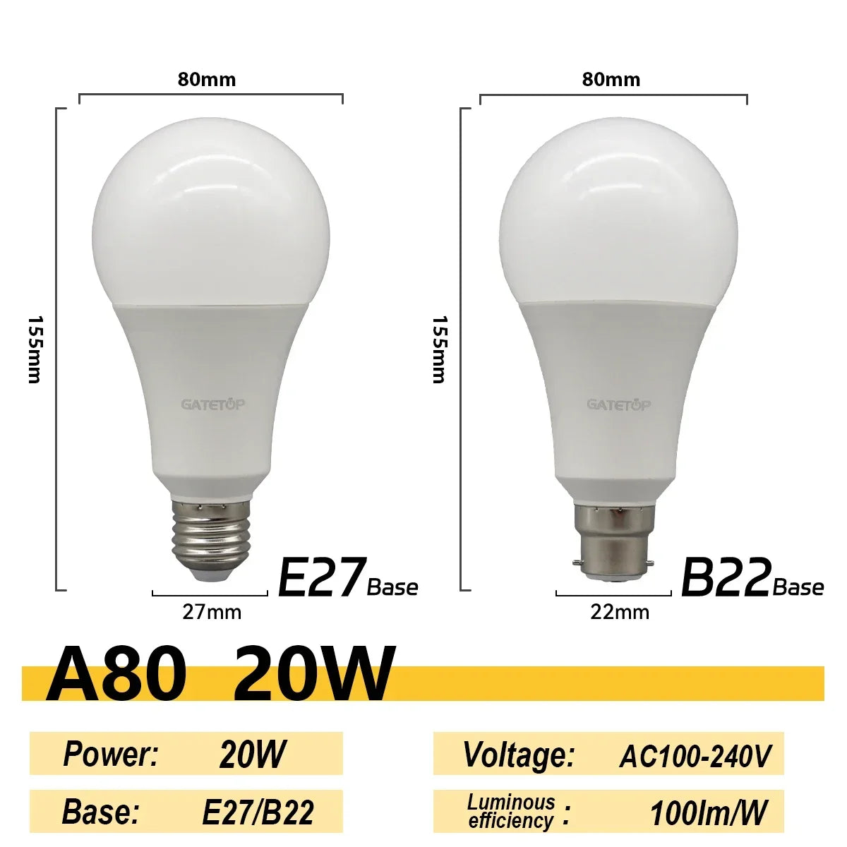 2PCS 24W 20W 18W 15W Bulb Hight Lumen E27 B22 Base Led Lamps AC220V 230V 110V Light Lamps for Home Derection Living Room Lights